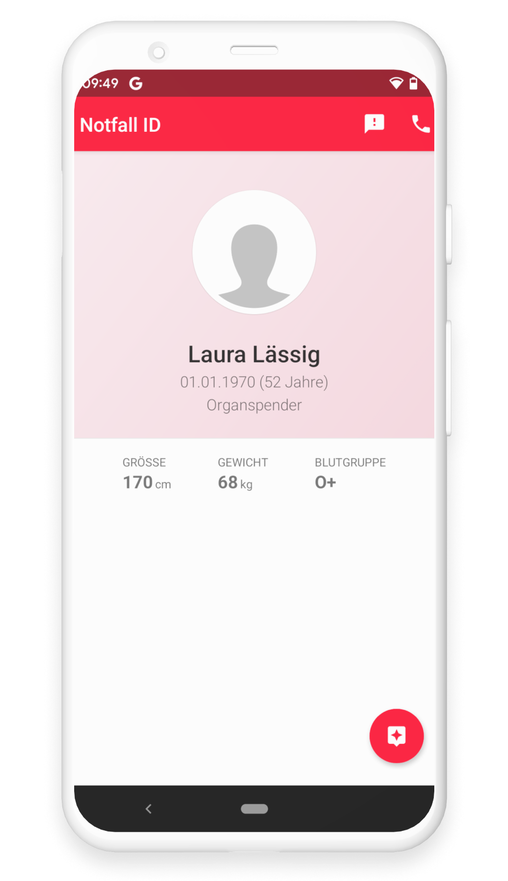 Profil mit medizinischen Daten anlegen in der Handy-App Notfall-ID