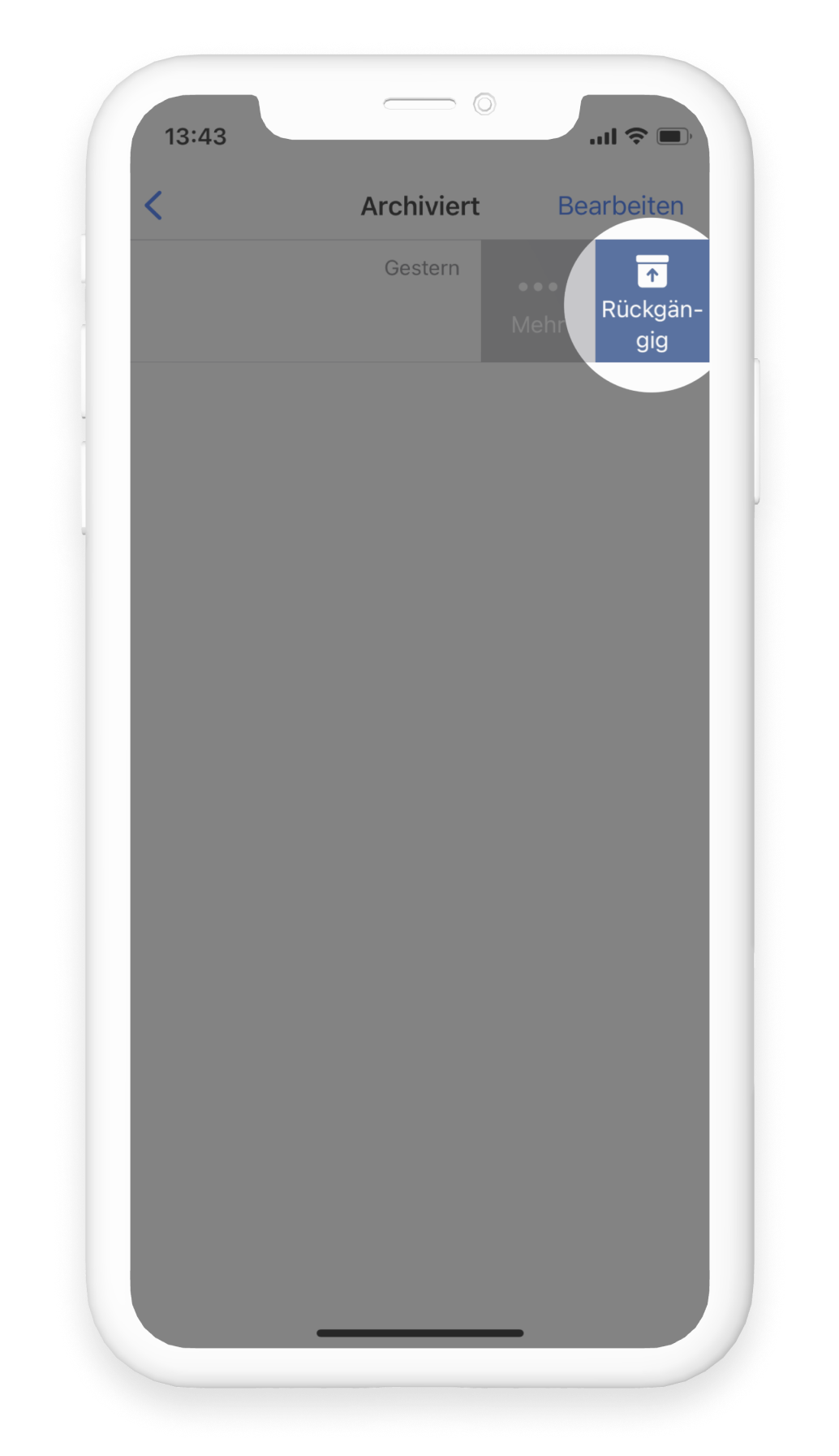 In der Übersicht aller archivierter Chats kann durch Tippen und Halten WhatsApp Chats wiederhergestellt werden