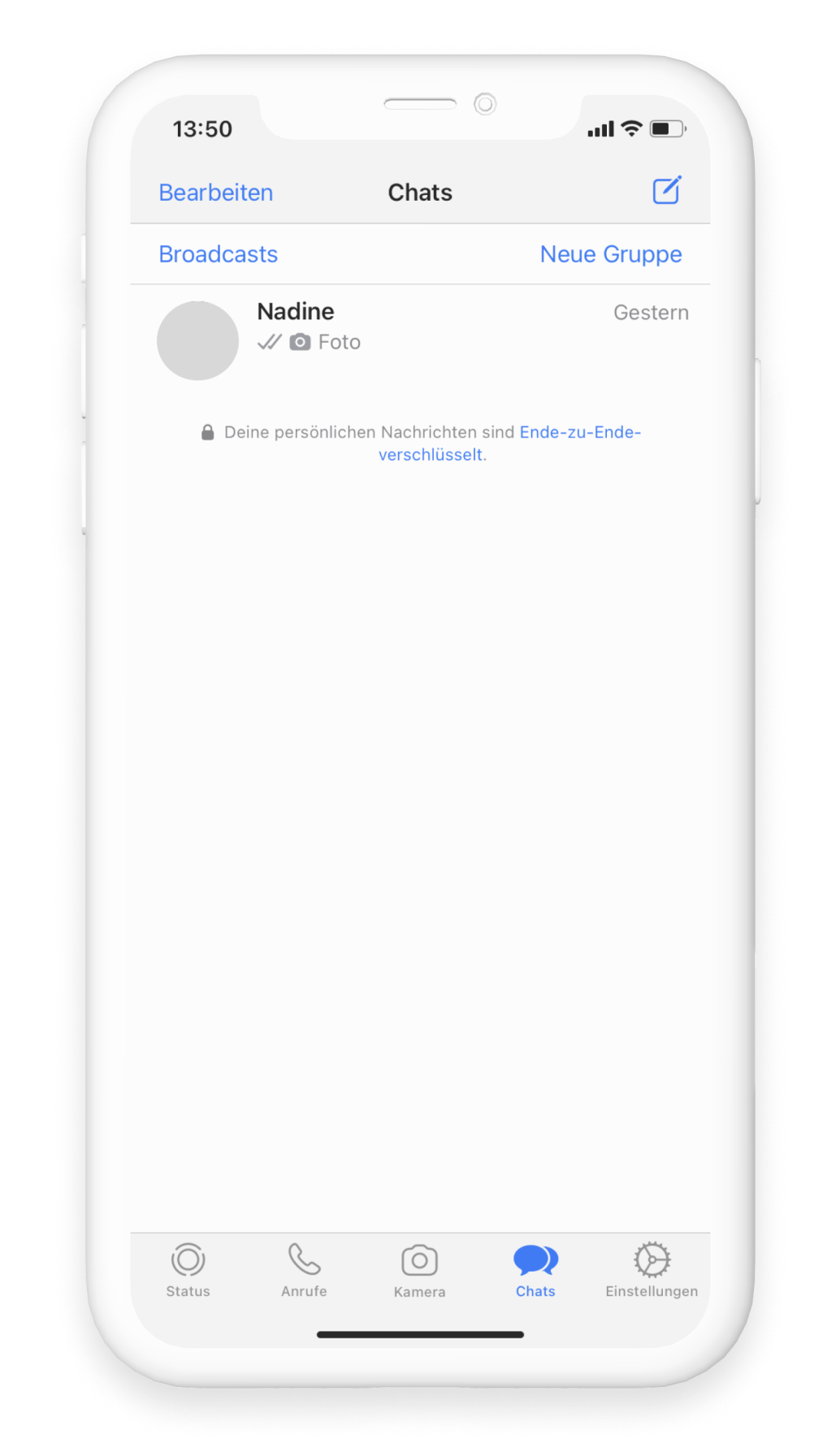 WhatsApp Gruppen erstellen und löschen in der Chat-Ansicht