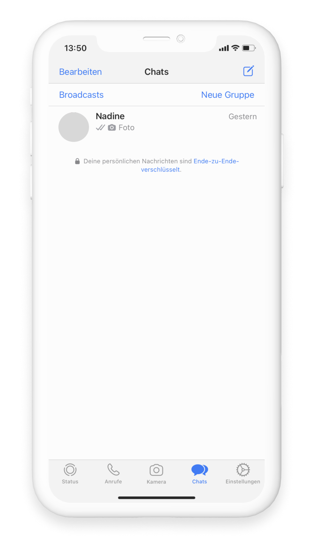 WhatsApp Gruppen erstellen und löschen in der Chat-Ansicht