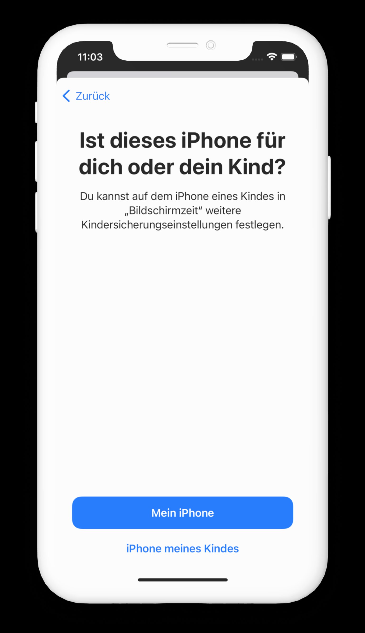Screenshot der iOS-Einstellungen für die Kinderbetreuung auf einem iPhone