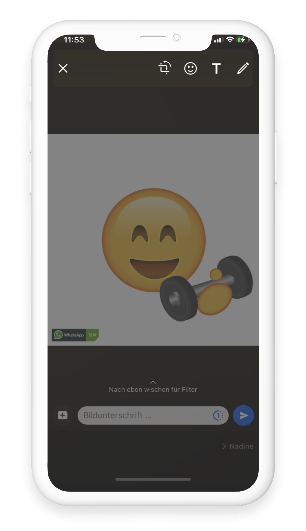 Zu bemalen von Bildern in WhatsApp erscheint im oberen Bildbereich nun eine Symbolleiste