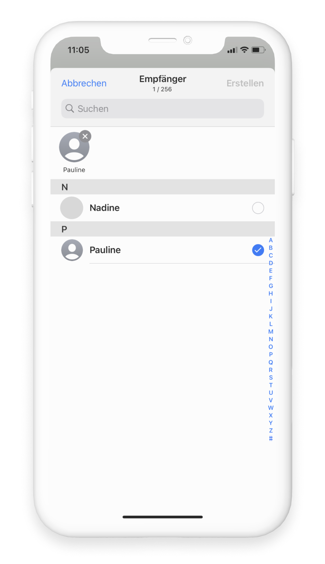 WhatsApp Broadcast-Listen mit zwei hinzugefügten Empfängern in der Liste