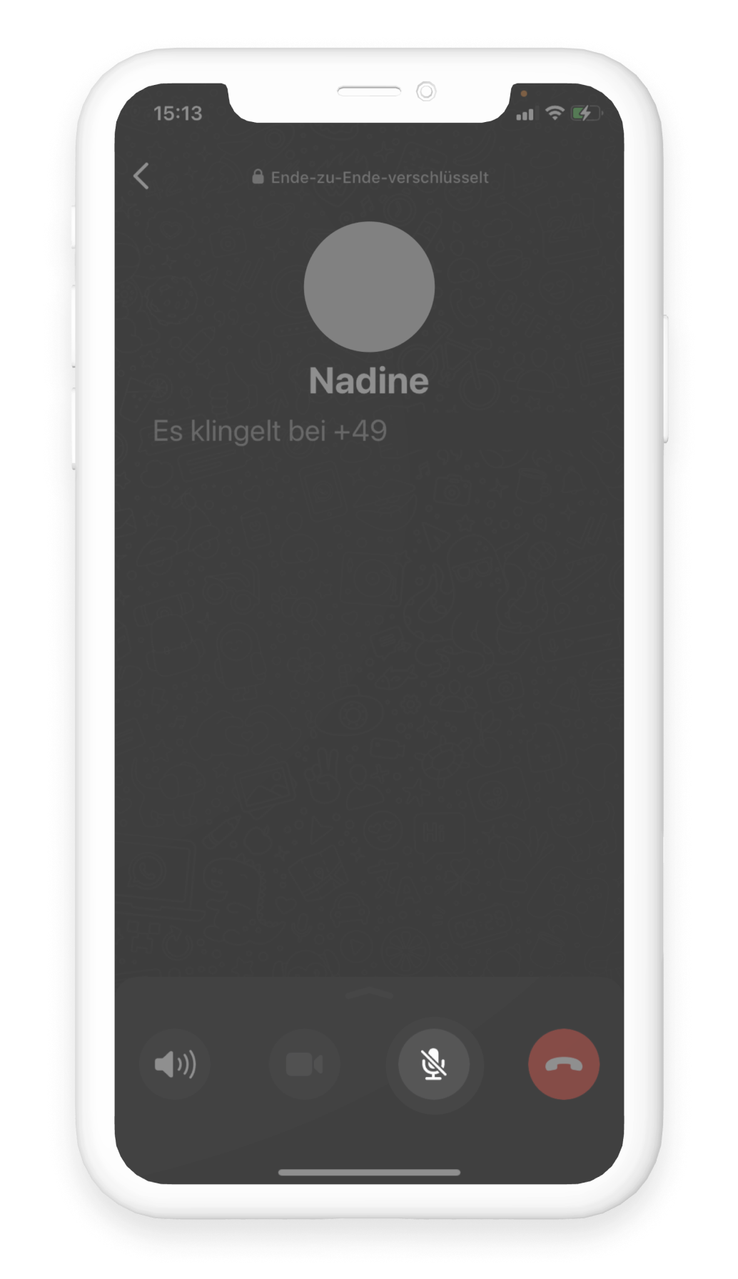 Bei dem Telefonieren über WhatsApp ist eine Stummschaltung über das durchgestrichene Mikrofon möglich