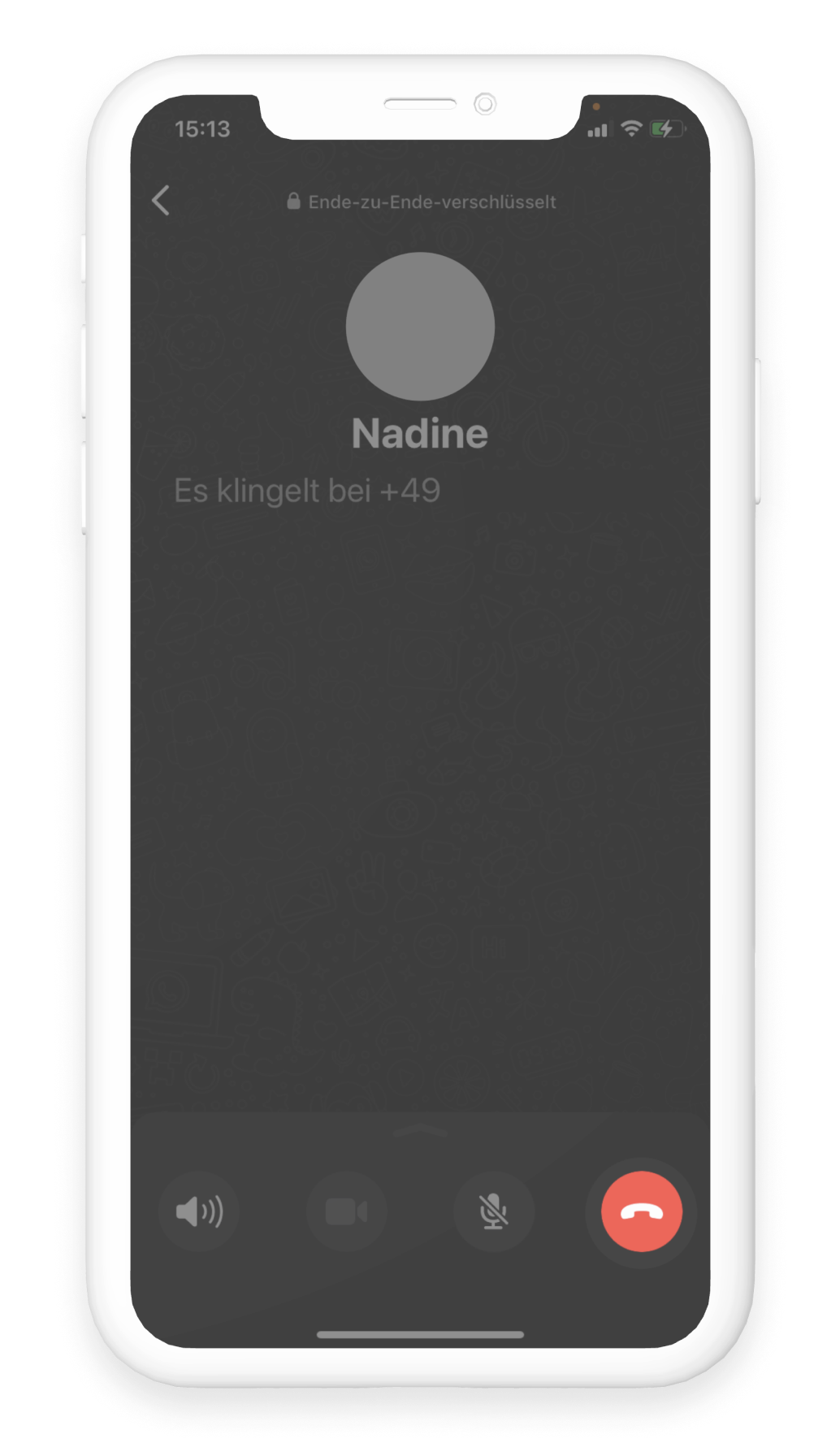 Ein Anruf über WhatsApp kann durch das Tippen auf den roten Hörer beendet werden
